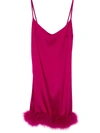 Gilda & Pearl Silk Feather-trimmed Mini Nightdress In 粉色