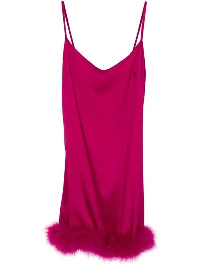 Gilda & Pearl Silk Feather-trimmed Mini Nightdress In  Hollywood Rose