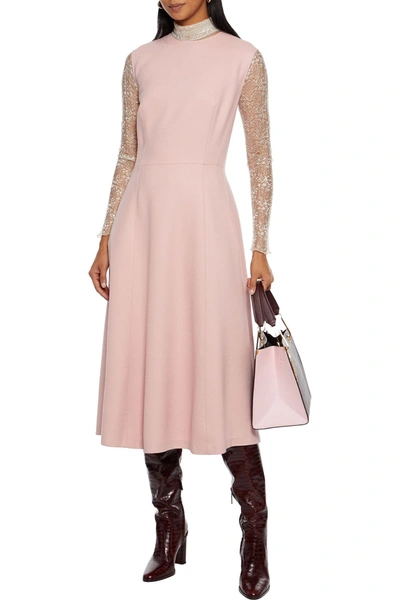 Adam Lippes Flared Stretch-twill Midi Dress In Blush