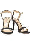 CHARLOTTE OLYMPIA METALLIC LEATHER-TRIMMED SUEDE SANDALS,3074457345627565779