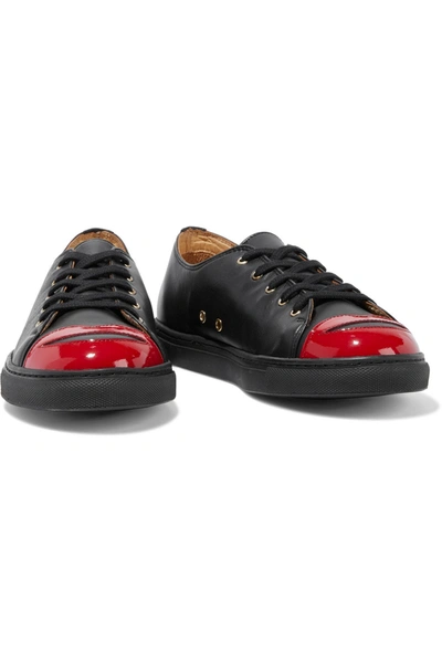 Charlotte Olympia Kiss Me Smooth And Patent-leather Sneakers In Black