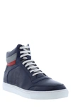 French Connection Dash High Top Leather Sneaker In Navy