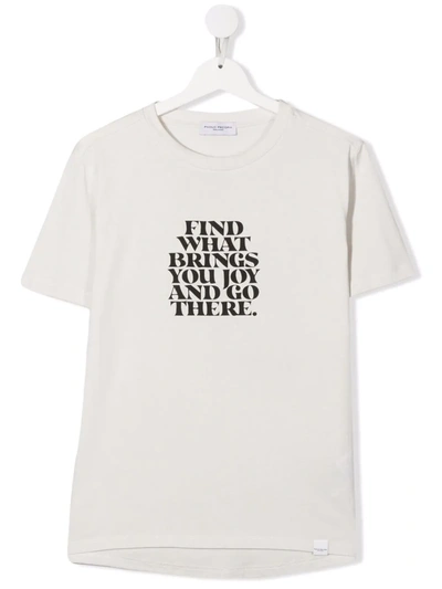 Paolo Pecora Teen Slogan-print Cotton T-shirt In Neutrals