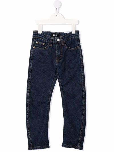 Molo Kids' Logo-patch Stretch-cotton Jeans In Blue