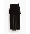 PROENZA SCHOULER PIECED CHIFFON CROCHET BORDER SKIRT IN BLACK MULTI