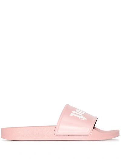 Palm Angels Logo-embossed Pool Slides In Pink