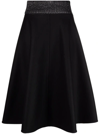 Moncler Pleated Technical-shell Skirt In Black