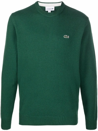 Lacoste Man Sweater Dark Green Size 5 Wool In Green