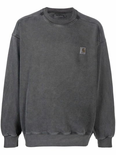 Carhartt Logo-patch Crew-neck Sweatshirt In Grey