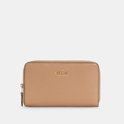 Coach Medium Id Zip Wallet In Beige