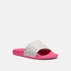 Coach Udele Sport Slide In Signature Canvas In White/pink