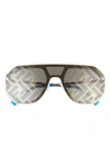 Fendi Mask Logo Sunglasses In Ivory / Smoke Mirror