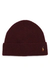 Polo Ralph Lauren Signature Merino Cuff Beanie In Classic Wine