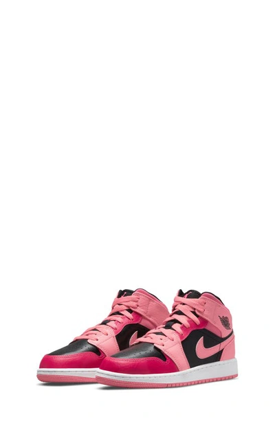 Nike Kids'  Air Jordan 1 Mid Se Basketball Sneaker In Coral/ Pinksicle/ Pink/ Black