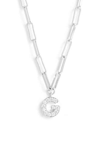 Nadri Pave Initial Pendant Necklace In Rhodium In Rhodium - G