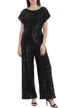 Maggy London Sequin V-neck Back Jumpsuit In Black
