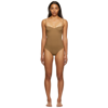 Totême Square-neck Low-back Swimsuit In Brown