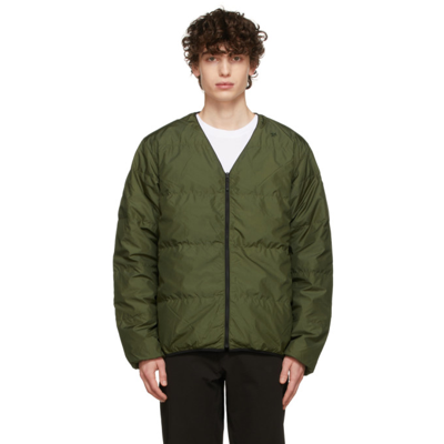 Goldwin Khaki Down Cardigan Jacket In Green