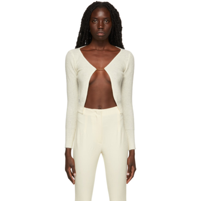 Jacquemus Ssense Exclusive Off-white Mohair 'le Cardigan' Cardigan In Beige