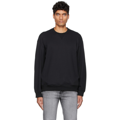 Solid Homme Black Twill Sweater In Black 604b