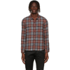 SAINT LAURENT grey CLASSIC PLAID BUTTON SHIRT