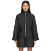 GANNI BLACK QUILTED RECYCLED RIPSTOP JACKET