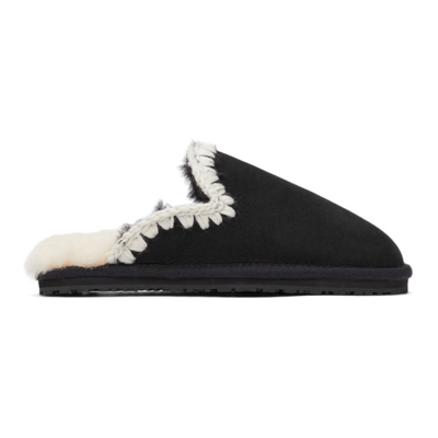 Mou Eskimo Suede Slipper Stitch In Black