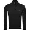 Lacoste Long-sleeve Fitted Pullover With Half-zip Closure In Black