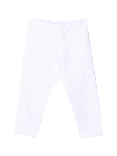 Balmain Kids' Unisex White Trousers In Bianco