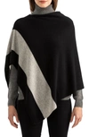 Sofia Cashmere Striped Cashmere Poncho In 001blk