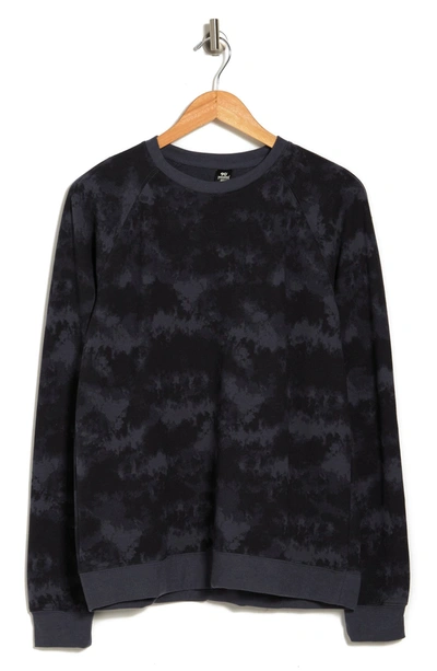 90 Degree By Reflex Terry Brushed Long Sleeve Sweatshirt In P599 Marble Black