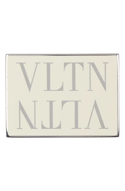 Valentino Logo Enamel Pin In Light Ivory