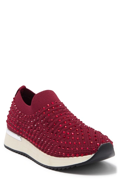 Reaction Kenneth Cole Cameron Embellished Jewel Platform Sneaker In Brick