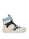 HUMAN RECREATIONAL SERVICES MONGOOSE HIGH-TOP SNEAKER BONE WHITE BLACK AND BLUE