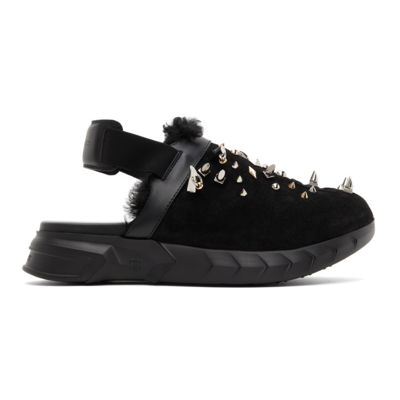Givenchy Suede & Shearling Marshmallow Clog Loafers In Black