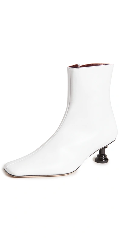 Staud Chess Ankle Boots In White