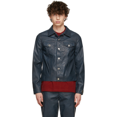 Marc Jacobs Heaven Navy Croc-embossed Jacket In Blue Croc
