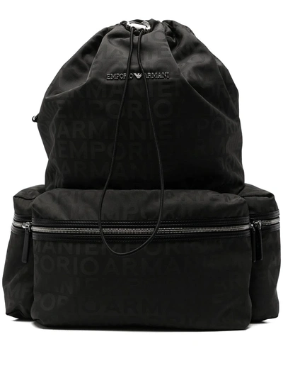 Emporio Armani Logo Print Backpack In Grün