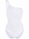 Hunza G Nancy One-shoulder Seersucker Swimsuit In White