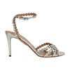 Aquazzura Tequila 85 Crystal-embellished Sandals In Silver