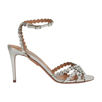 AQUAZZURA TEQUILA 85 SANDALS,AQZ8CYGXSIL