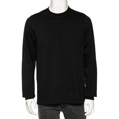 Pre-owned Rick Owens Black Knit Vega Combo Long Sleeve Crewneck Sweatshirt S