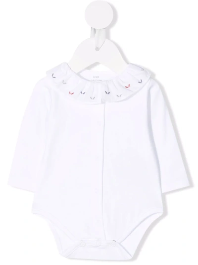 Knot Babies' Floral-embroidered Cotton Romper In White