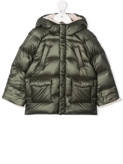 Il Gufo Babies' Hooded Padded Jacket In Green
