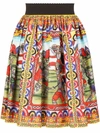 Dolce & Gabbana Carretto Patterned Mini Skirt In Green