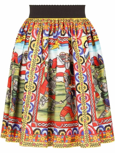 Dolce & Gabbana Graphic-print A-line Skirt In Green