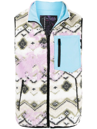 Msgm Reversible Teddy Sleeveless Jacket. In Multicolor