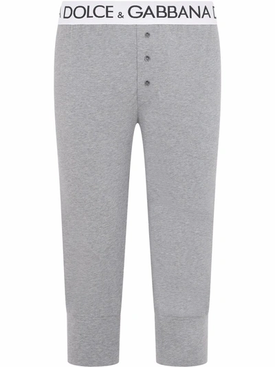 Dolce & Gabbana Logo Waistband Leggings In Grey