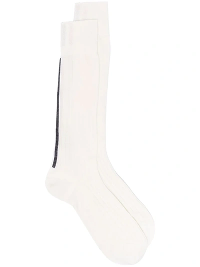Thom Browne 4-bar Stripe Socks In White