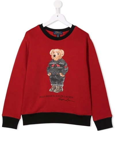 Ralph Lauren Kids' Holiday Heritage Bear Jumper In Red
